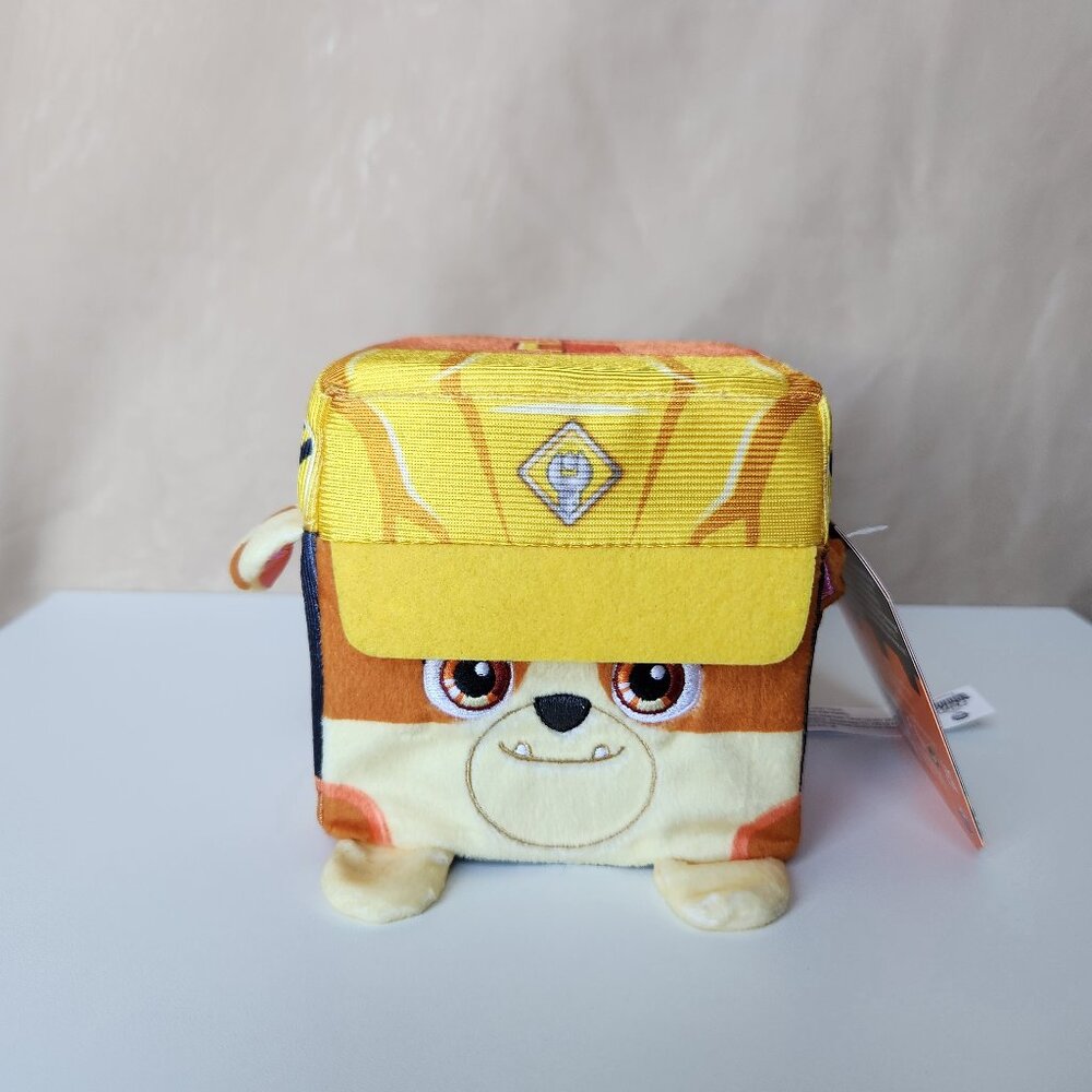 NWT Paw Patrol Rubble Stuffed Animal 4 Inch Cube Toy Nickelodeon Spin Master Ltd